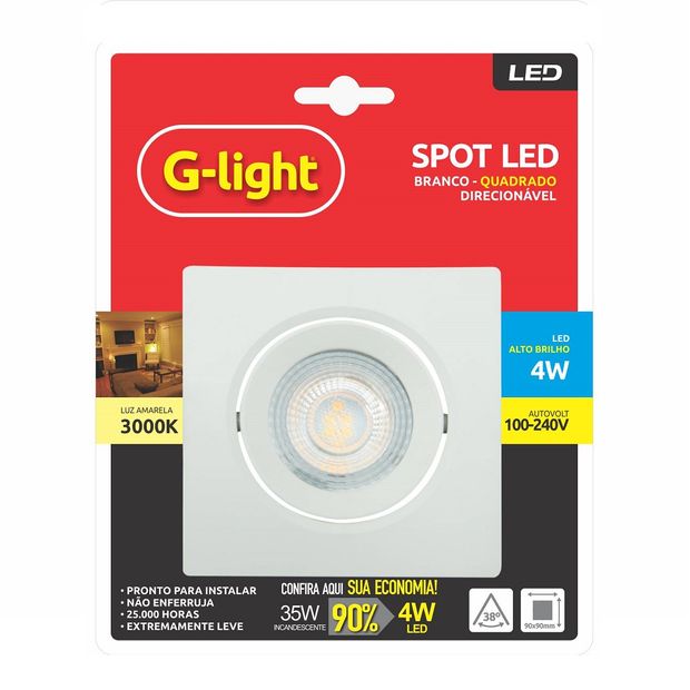 Spot-LED-de-Embutir-G-light-Quadrado-4W-3000k-Bivolt