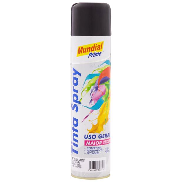 Tinta-Spray-Mundial-Prime-Uso-Geral-Preto-Brilhante-400-ml