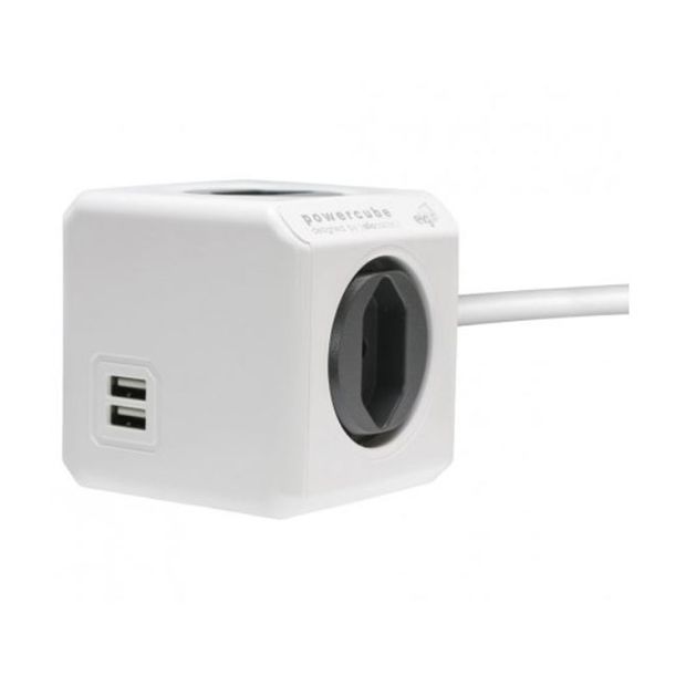 Adaptador-Multiplo-PowerCube-ELG-4-Tomadas-2-USB-2.4ª-Cabo-15-Metros